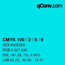 カラーコード: CMYK 100 / 2 / 0 / 9 | qconv.com