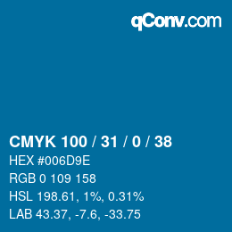 颜色代码: CMYK 100 / 31 / 0 / 38 | qconv.com