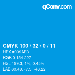 カラーコード: CMYK 100 / 32 / 0 / 11 | qconv.com
