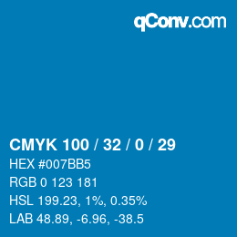 颜色代码: CMYK 100 / 32 / 0 / 29 | qconv.com