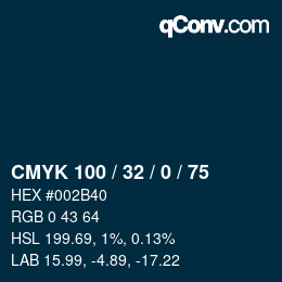 颜色代码: CMYK 100 / 32 / 0 / 75 | qconv.com