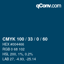 颜色代码: CMYK 100 / 33 / 0 / 60 | qconv.com