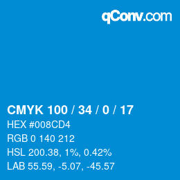 カラーコード: CMYK 100 / 34 / 0 / 17 | qconv.com