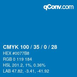 颜色代码: CMYK 100 / 35 / 0 / 28 | qconv.com