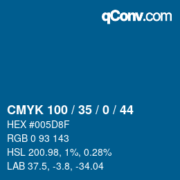 颜色代码: CMYK 100 / 35 / 0 / 44 | qconv.com
