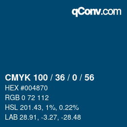 颜色代码: CMYK 100 / 36 / 0 / 56 | qconv.com