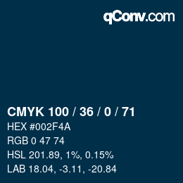 Color code: CMYK 100 / 36 / 0 / 71 | qconv.com