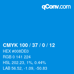 颜色代码: CMYK 100 / 37 / 0 / 12 | qconv.com