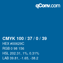 Code couleur: CMYK 100 / 37 / 0 / 39 | qconv.com