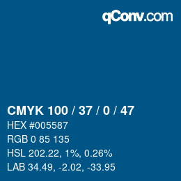 颜色代码: CMYK 100 / 37 / 0 / 47 | qconv.com