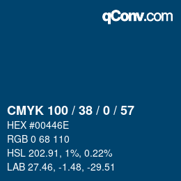 颜色代码: CMYK 100 / 38 / 0 / 57 | qconv.com