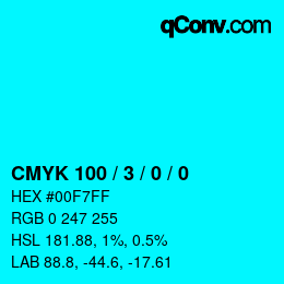 Color code: CMYK 100 / 3 / 0 / 0 | qconv.com