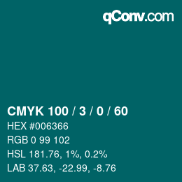 カラーコード: CMYK 100 / 3 / 0 / 60 | qconv.com
