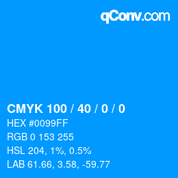 カラーコード: CMYK 100 / 40 / 0 / 0 | qconv.com