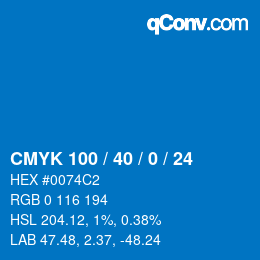 Farbcode: CMYK 100 / 40 / 0 / 24 | qconv.com