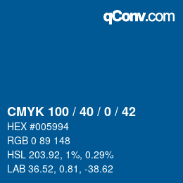 颜色代码: CMYK 100 / 40 / 0 / 42 | qconv.com
