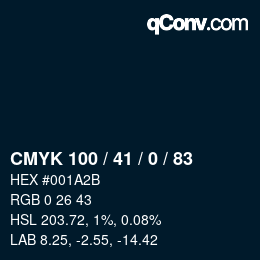 カラーコード: CMYK 100 / 41 / 0 / 83 | qconv.com