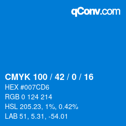 颜色代码: CMYK 100 / 42 / 0 / 16 | qconv.com