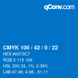 颜色代码: CMYK 100 / 42 / 0 / 22 | qconv.com