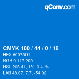 颜色代码: CMYK 100 / 44 / 0 / 18 | qconv.com
