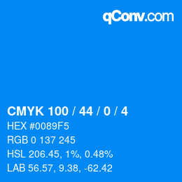 颜色代码: CMYK 100 / 44 / 0 / 4 | qconv.com