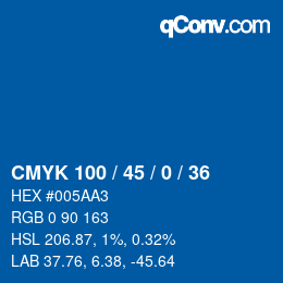 Code couleur: CMYK 100 / 45 / 0 / 36 | qconv.com