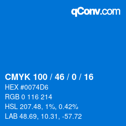 颜色代码: CMYK 100 / 46 / 0 / 16 | qconv.com