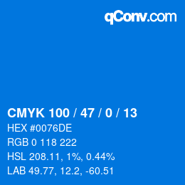 カラーコード: CMYK 100 / 47 / 0 / 13 | qconv.com