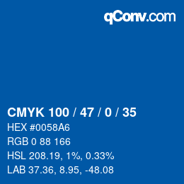 Color code: CMYK 100 / 47 / 0 / 35 | qconv.com