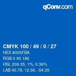 颜色代码: CMYK 100 / 49 / 0 / 27 | qconv.com