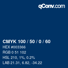 Color code: CMYK 100 / 50 / 0 / 60 | qconv.com