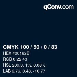 Color code: CMYK 100 / 50 / 0 / 83 | qconv.com