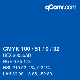 Farbcode: CMYK 100 / 51 / 0 / 32 | qconv.com
