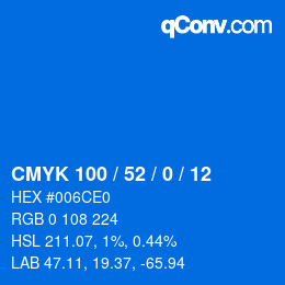 Code couleur: CMYK 100 / 52 / 0 / 12 | qconv.com