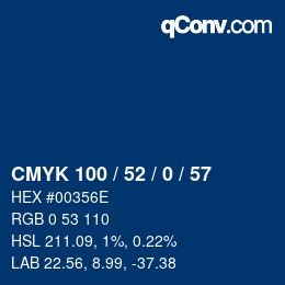 Code couleur: CMYK 100 / 52 / 0 / 57 | qconv.com