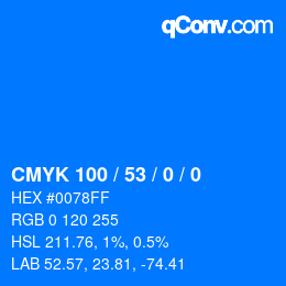 Farbcode: CMYK 100 / 53 / 0 / 0 | qconv.com