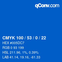 颜色代码: CMYK 100 / 53 / 0 / 22 | qconv.com