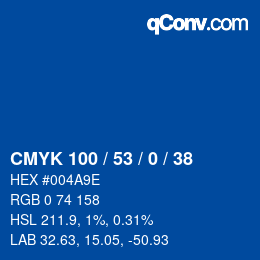 Color code: CMYK 100 / 53 / 0 / 38 | qconv.com