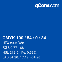 颜色代码: CMYK 100 / 54 / 0 / 34 | qconv.com