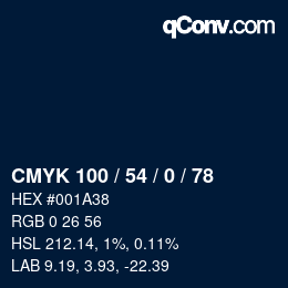Color code: CMYK 100 / 54 / 0 / 78 | qconv.com