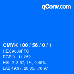 Color code: CMYK 100 / 56 / 0 / 1 | qconv.com