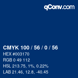 カラーコード: CMYK 100 / 56 / 0 / 56 | qconv.com