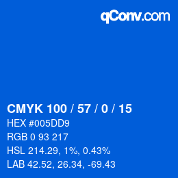 カラーコード: CMYK 100 / 57 / 0 / 15 | qconv.com