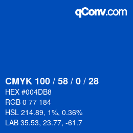 颜色代码: CMYK 100 / 58 / 0 / 28 | qconv.com
