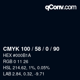 Color code: CMYK 100 / 58 / 0 / 90 | qconv.com