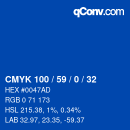 Color code: CMYK 100 / 59 / 0 / 32 | qconv.com
