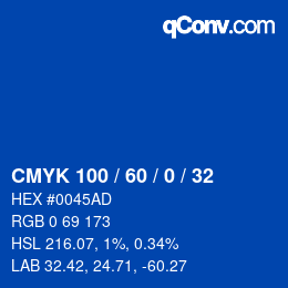 Código de color: CMYK 100 / 60 / 0 / 32 | qconv.com
