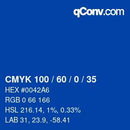 Color code: CMYK 100 / 60 / 0 / 35 | qconv.com