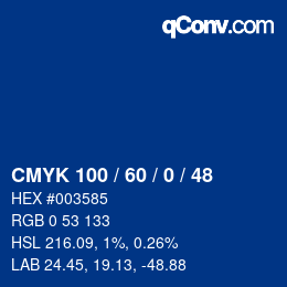 Color code: CMYK 100 / 60 / 0 / 48 | qconv.com