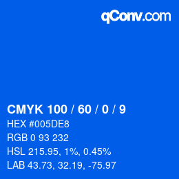 カラーコード: CMYK 100 / 60 / 0 / 9 | qconv.com